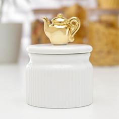 Банка для сыпучих продуктов «Золотой чайник», 10×14 см No Brand