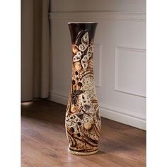 Ваза керамическая Мирра, напольная, бабочки, роспись, 77 см, авторская работа No Brand
