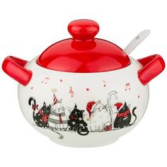 Сахарница с ложкой коллекция party cats 13,7х11,5х10,5 см КупитьПосуду.Рф