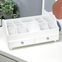 Шкатулка дерево для украшений и косметики 2 ящика белая 35х16,5х17 см No Brand