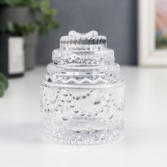 Шкатулка стекло "Тортик" прозрачный 8,5х7х7 см No Brand