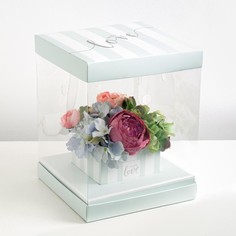 Коробка для цветов с вазой и PVC окнами складная With love, 23 х 30 х 23 см Дарите Счастье
