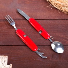 Набор туриста 4в1: нож, вилка, ложка, открывалка No Brand