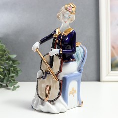 Сувенир керамика "Девушка с контрабасом" 22,5х10х9 см Sima-Land