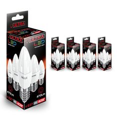 Светодиодная лампочка ULTRA LED C37 5W E27 3000K, комплект 5 шт.