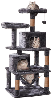 Комплекс для кошек Pet БМФ "Комфорт два домика +гамак ", черный, 163х50х75 см
