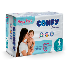 Подгузники детские Confy Premium 7-14 кг (размер 4) 120 шт Мега Бокс