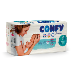 Подгузники детские Confy Premium NewBorn 2-5 кг (размер 1) 44 шт