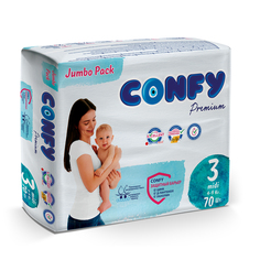 Подгузники детские Confy Premium 4-9 кг (размер 3) JUMBO 70шт