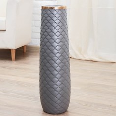 Ваза керамика напольная Геометрия люкс ромбики, 14х60 см, серый No Brand