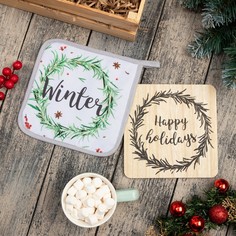 Набор кухонный Доляна Winter: подставка, прихватка No Brand