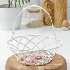 Ваза для хлеба и фруктов с ручкой, 26×25 см, рисунок МИКС No Brand