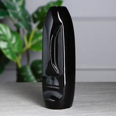 Ваза керамическая Лицо, настольная, глянец, черная, 28 см, 1 сорт No Brand