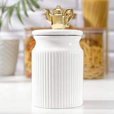 Банка для сыпучих продуктов «Золотой чайник», 10×19 см No Brand