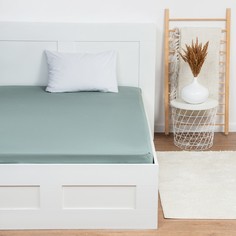 Простыня на резинке Этель 160х200х25, цвет серо-зелёный, 100% хлопок, бязь 125г/м2 No Brand