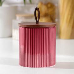 Банка для сыпучих продуктов «Дымка», 950 мл, 12×12 см, цвет бордовый No Brand