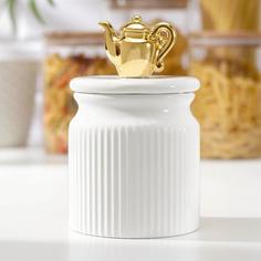 Банка для сыпучих продуктов «Золотой чайник», 10×16 см No Brand