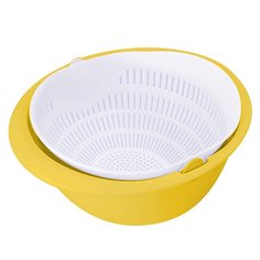 Дуршлаг-миска МультиДом Комфорт с ручкой желтый
