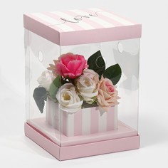 Коробка для цветов с вазой и PVC окнами складная With love, 16 х 23 х 16 см Дарите Счастье