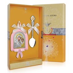 Набор детский Аргента Казанская божья матерь икона и ложка серебренная, РИ109НБ00802