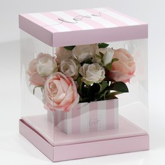 Коробка для цветов с вазой и PVC-окнами With Love, складная, 23 × 30 × 23 см Дарите Счастье