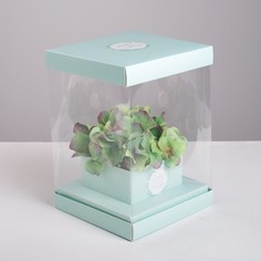 Коробка для цветов с вазой и PVC окнами складная «Любви и Счастья», 16 х 23 х 16 см Дарите Счастье