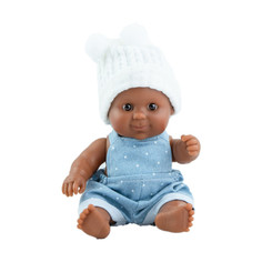Кукла-пупс Paola Reina Альдо в белой вязаной шапочке, 22 см, мулат, 20166