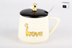 Кружка с крыш.и ложк. 3274 КОРАЛЛ "LOVE" 0,3л керам.(х60)