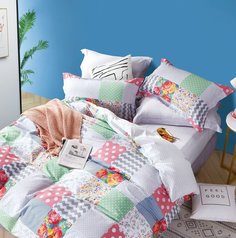 Комплект постельного белья1,5-спальный, печатный сатин 1737-4S Asabella