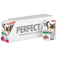 Корм влажный для кошек Perfect Fit, паштет с говядиной, 24 штуки по 75 г