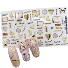 Слайдер для дизайна ногтей Ami-Nails бабочки, газеты