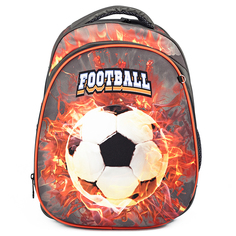Ранец школьный Baziator Футбольный мяч, ортопедический, cеро-оранжевый, GK0070I
