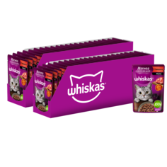 Влажный корм Whiskas, Мясная коллекция, для взрослых кошек, с говядиной, 56 шт по 75 г