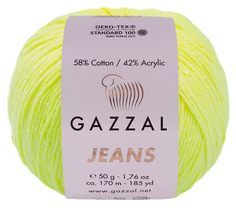 Пряжа Gazzal Jeans 270994, цвет 1148 (неоновый жёлтый)