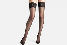 Чулки на резинке 20 den, черный Wolford