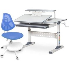 Комплект ErgoKids Парта TH-320 grey + кресло Y-400 BL (TH-320 W/G + Y-400 BL) столешница белая/накладки на ножках серые