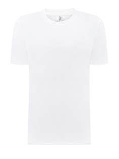 Белая футболка в стиле минимализм из гладкого джерси Brunello Cucinelli