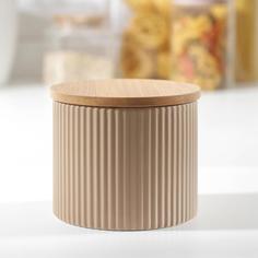 Банка для сыпучих продуктов «Дымка», 12×10 см, цвет бежевый No Brand