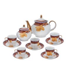 Кофейный сервиз, Винтаж, с меандром и ирисами на 6 персон, фарфор, золочение, 2000-2010 Raritetus