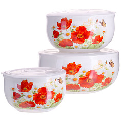 Набор мисок 6пр 330+600+900мл вакумные крышки Loraine 28138 KSMB-28138