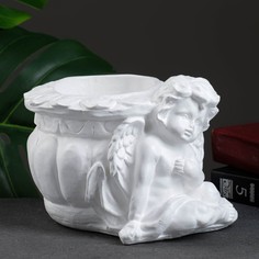 Фигурное кашпо Ангел карапуз, белый 0,4 л/ 18х14х14см Хорошие сувениры