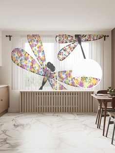 Фототюль JoyArty "Две яркие стрекозы", 145x180см (2 полотна с лентой + 50 крючков)