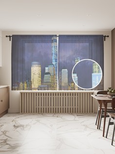 Фототюль JoyArty "Ночные огни города", 145x180см (2 полотна с лентой + 50 крючков)