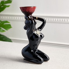 Подсвечник Дива, чёрный, керамика, 22 см, микс No Brand