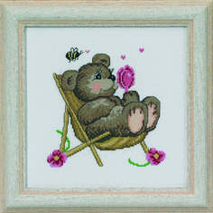 Набор для вышивания крестом PERMIN "Медвежонок на стуле", арт.13 3357