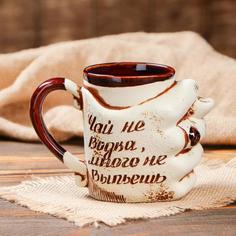 Кружка Дуля, под шамот, 0.5 л, надпись в ассортименте Керамика ручной работы