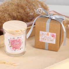 Свеча в стакане с крышкой "Beautiful", аромат цветочный No Brand