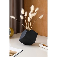 Ваза керамическая "Куб", настольная, чёрная, 12 см No Brand