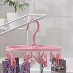 Сушилка для белья подвесная круглая, 26×26 см, 12 прищепок, цвет МИКС No Brand