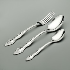 Набор столовых приборов «Тройка», 36 предметов, цвет серебряный ПЗХМ